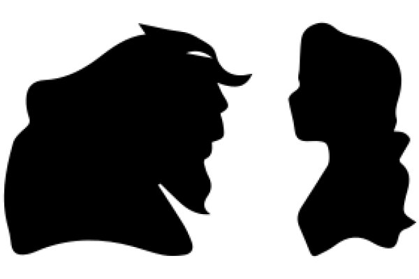 Silhouettes of a Lion and a Woman in Conversation