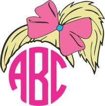 Stylized Logo with Pink Bow and 'ABC' Text