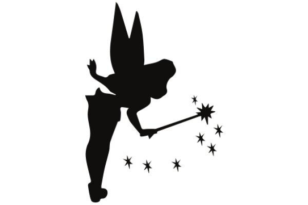 Silhouette of a Fairy with a Wand and Stars