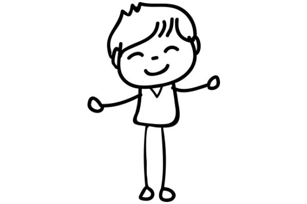 A Simple Line Drawing of a Smiling Character