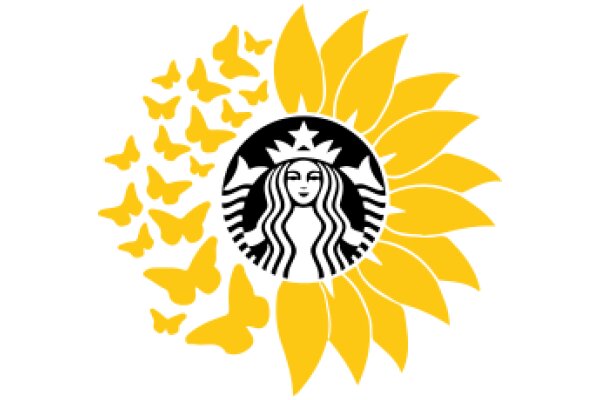 Starbucks Sunburst Logo with Flying Butterflies