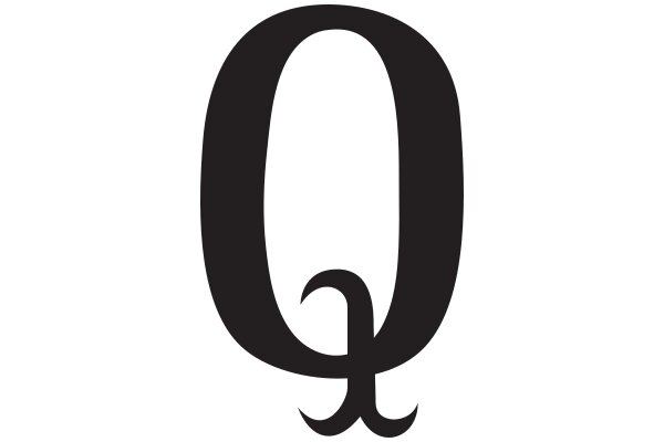 Stylized Black Letter Q on a White Background