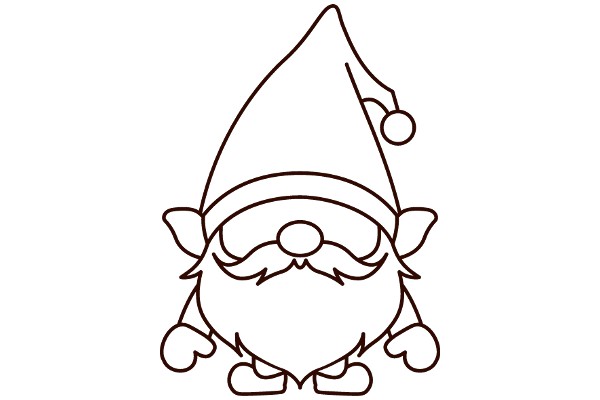 Whimsical Illustration of a Gnome-like Character with a Festive Hat