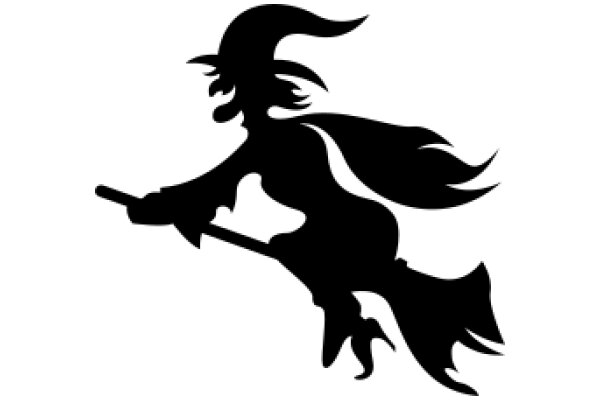 Silhouette of a Wizard on a Broomstick