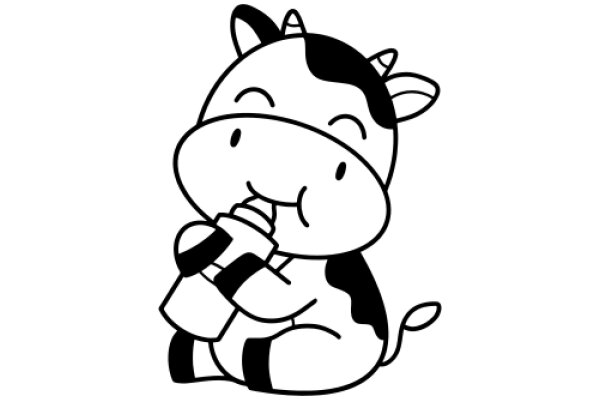 A Whimsical Scene: A Cow Character Amidst a Blank Background