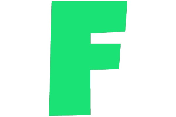 Vivid Green Letter 'F' on a White Background