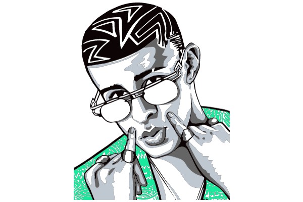 Stylized Illustration of a Man with Glasses and a Distinct Hairstyle