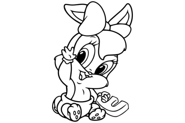 A Playful Cartoon of a Character with a Bow and a Shoe