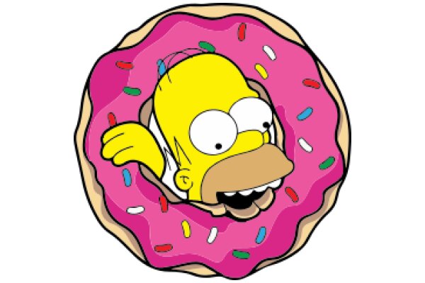 The Simpsons' Homer Simpson in a Playful Pink Donut Adventure