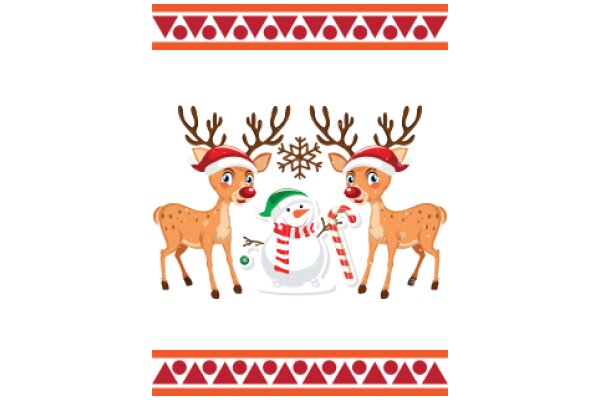 A Festive Christmas Scene with Reindeer and Santa's Helper