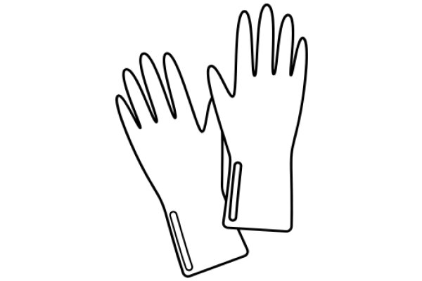 Simplistic Line Drawing of Two Gloves