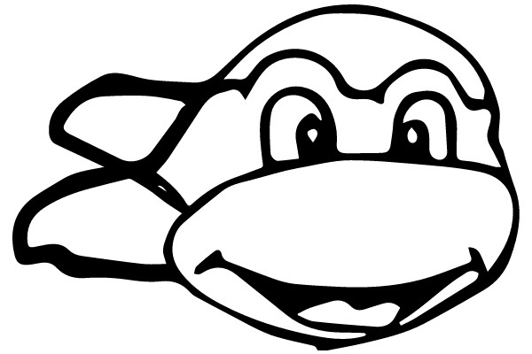 Simplistic Line Drawing of a Smiling Cartoon Turtle