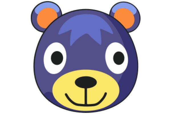 A Friendly Blue Bear with a Yellow Nose and Orange Eyes