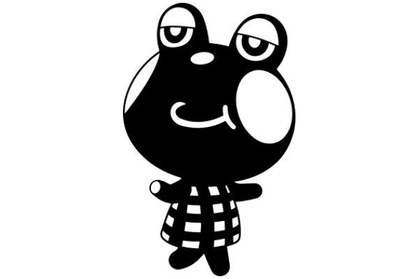 A Playful Cartoon of a Frog with a Smile and a Checkered Shirt