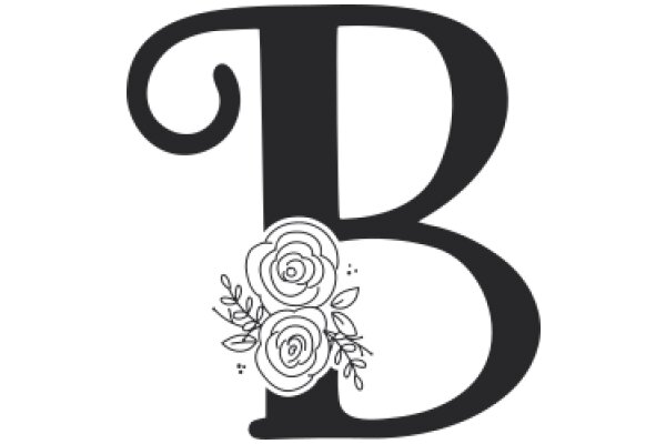 Stylized Letter 'B' with Rose Decoration