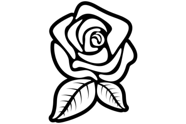 Stylized Rose with Leaf Design