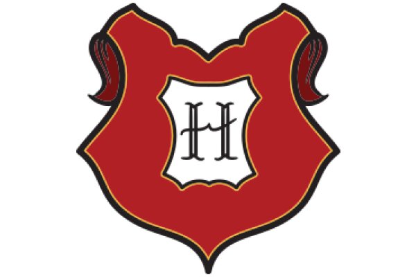 Stylized Red and Gold Shield with a White Letter 'H' at the Center