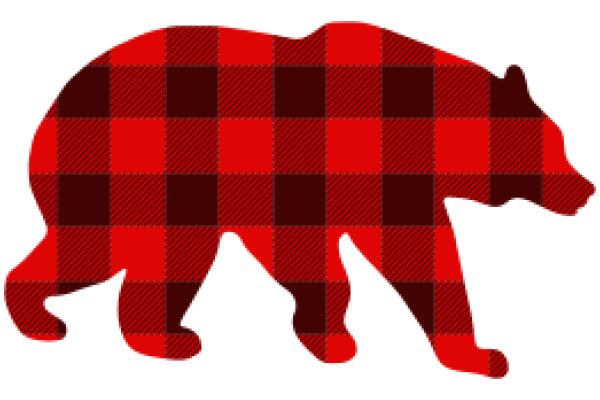 Vintage Red and Black Checkered Bear Silhouette