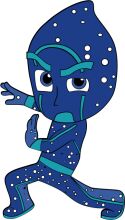 Vibrant Blue Cartoon Character with a Spiky Haircut and a Detailed Outfit