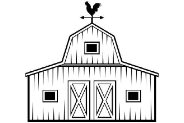 Simplistic Illustration of a Barn with a Rooster on Top