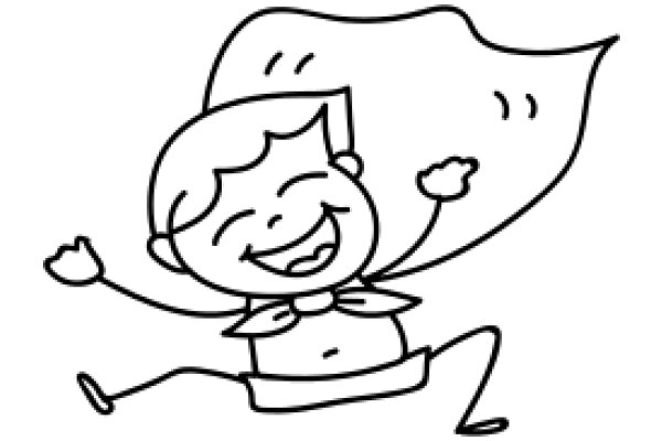 A Joyful Cartoon Character Celebrating a Successful Jump