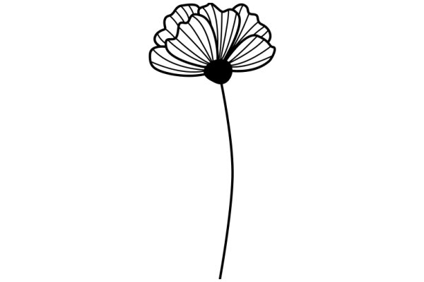 Simplistic Line Drawing of a Flower