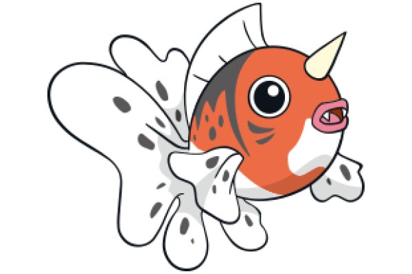 A Playful Cartoon of a Fish with a Butterfly Companion