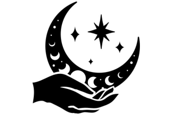 Moon and Star Symbol on a White Background