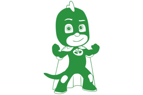 Vibrant Green Superhero: A Cartoon Character with a Cape and a Smile