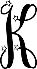 Stylish Black Letter K with Star Accents