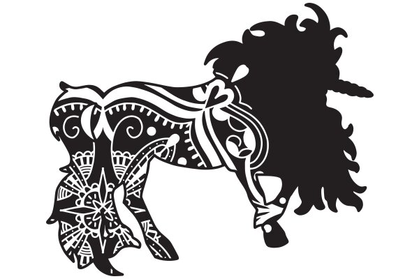 Stylized Horse Silhouette with Decorative Patterns