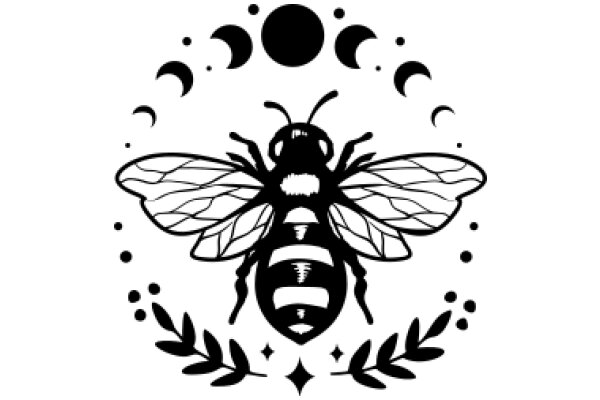 Artwork: A Stylized Bee and Moon Design