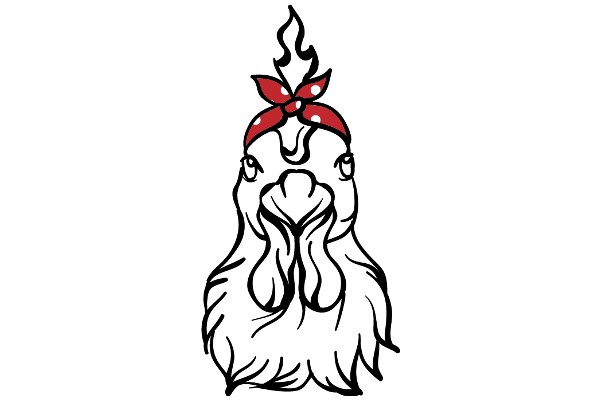 Stylized Illustration of a Chicken with a Red Bandana