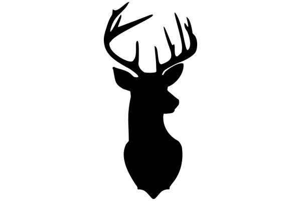 Stylized Black Silhouette of a Deer's Head with Antlers