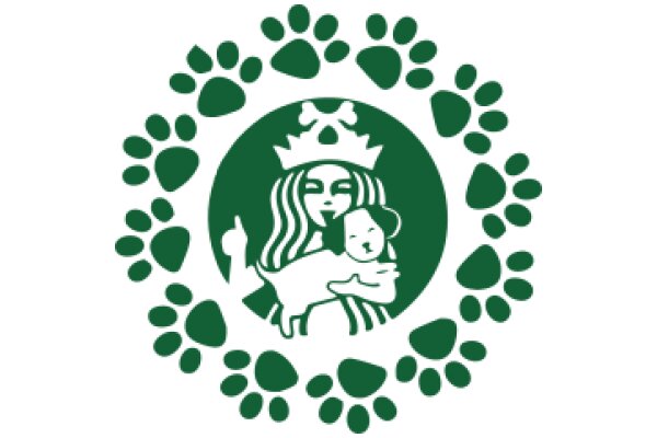 Starbucks Logo with a Playful Twist: A Puppy and a Smiling Woman