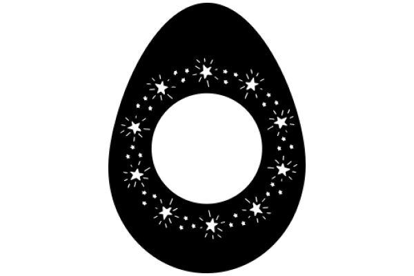 Stylish Black Crescent Moon Decoration with White Star Pattern