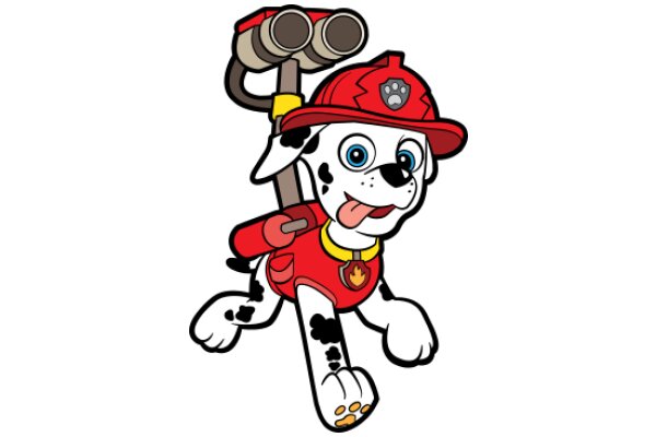 A Playful Dalmatian in a Firefighter Uniform, Ready for Action!