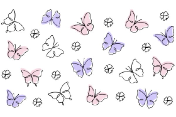 Whimsical Butterfly Pattern: A Delightful Collection of Pink and Purple Butterflies and Flowers