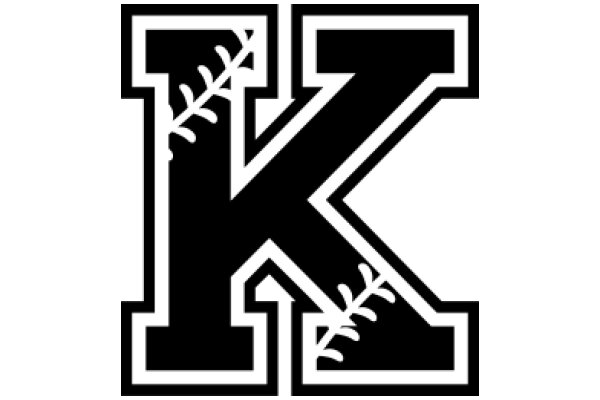 Stylized Letter K with Baseball Stitching