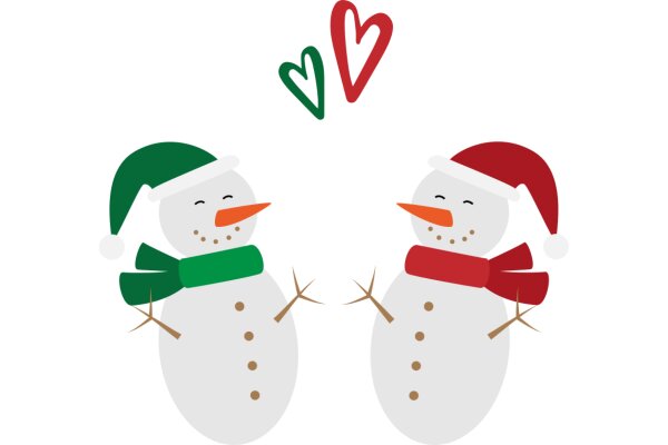 Two Festive Snowmen Share a Heartfelt Hug