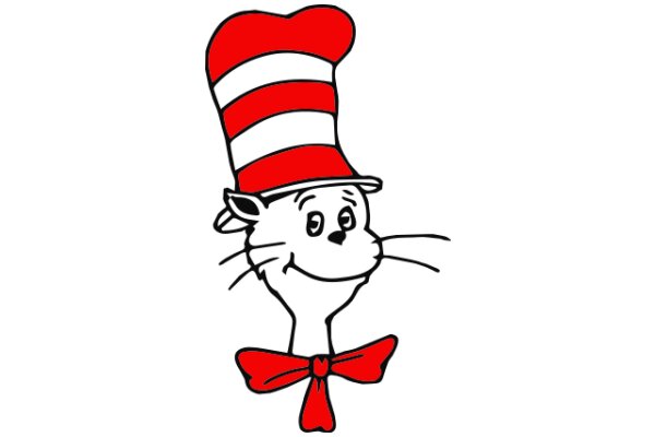 Whimsical Cartoon Character: A Cat in a Red and White Hat