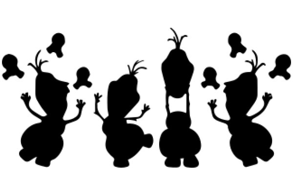 Silhouettes of Cartoon Characters: A Playful Display of Animation Style