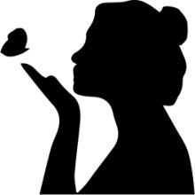 Silhouette of a Woman with a Butterfly in Her Hand