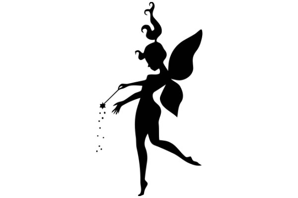 Silhouette of a Whimsical Tinkerbell Figure