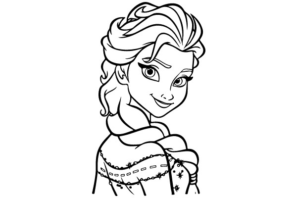 Stylized Illustration of a Female Character with Blonde Hair and a Smile