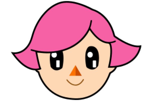 A Friendly Cartoon Character with Pink Hair and a Smile