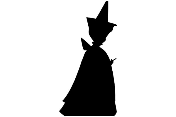 Silhouette of a Wizard with a Cloak and Wand