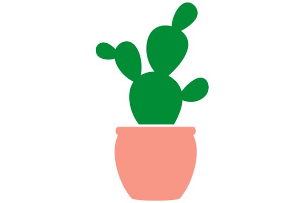 A Simple, Stylized Cactus in a Pink Pot