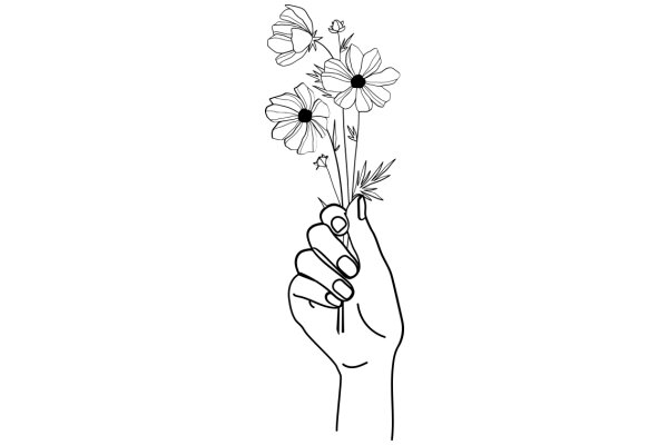 A Hand Holding a Bundle of Flower Stems