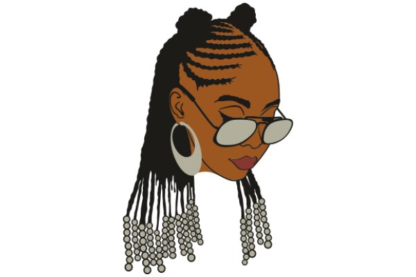 Stylish Fashion Illustration of a Woman with Braided Hair and Glasses